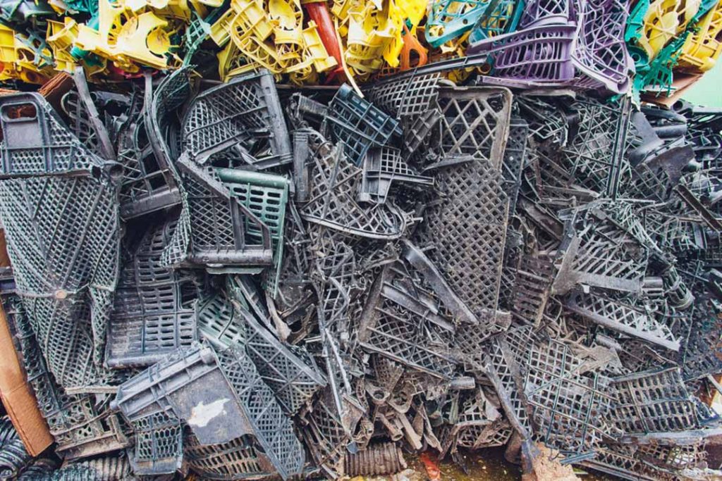 Plastic baled for recycling.