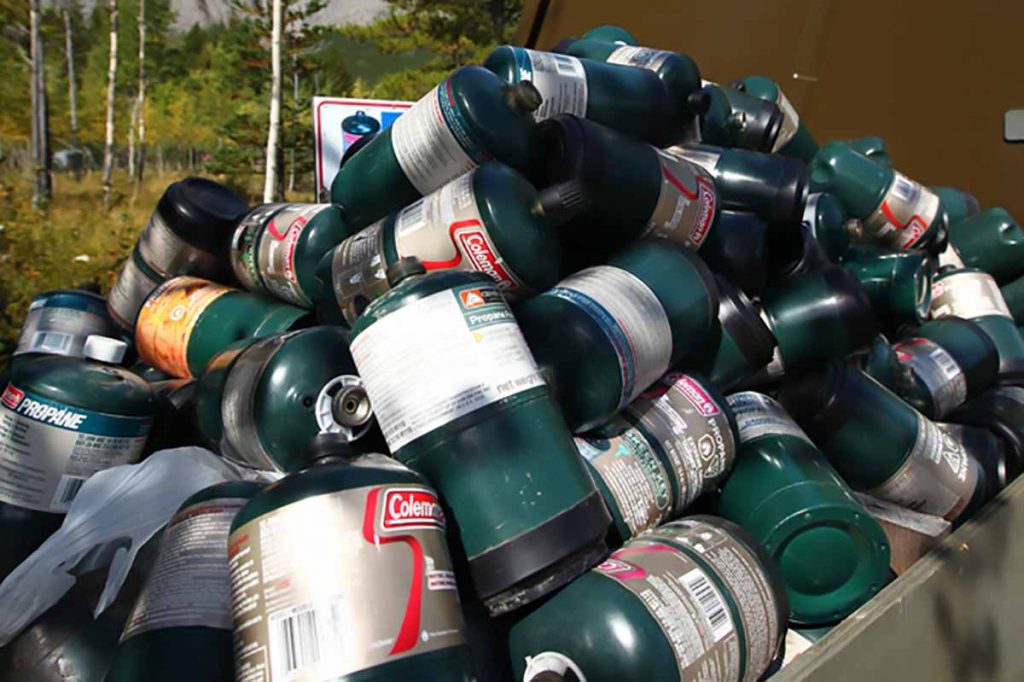 Empty propane tanks for recycling